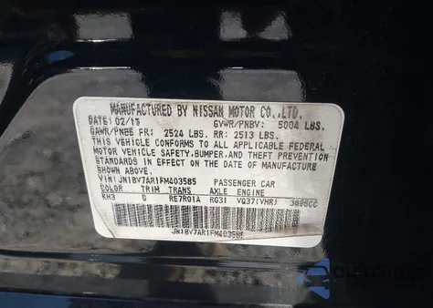 2015 Infiniti Q50 Premium from USA, damaged, VIN JN1BV7AR1FM403585